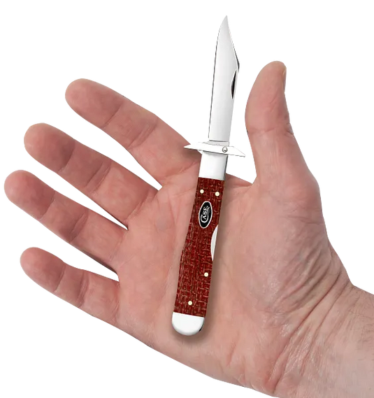 Case Dark Red Burlap Micarta Cheetah® Cub, Carbon Steel (12277)
