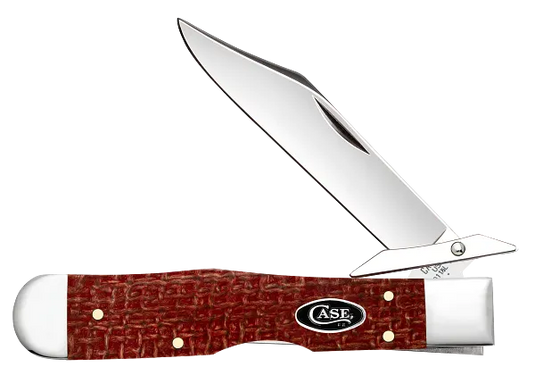 Case Dark Red Burlap Micarta Cheetah® Cub, Carbon Steel (12277)