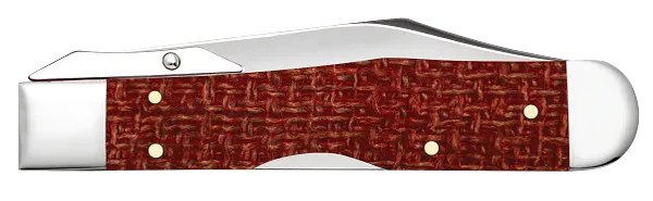 Cargue la imagen en el visor de la galería, Case Dark Red Burlap Micarta Cheetah® Cub, Carbon Steel (12277)
