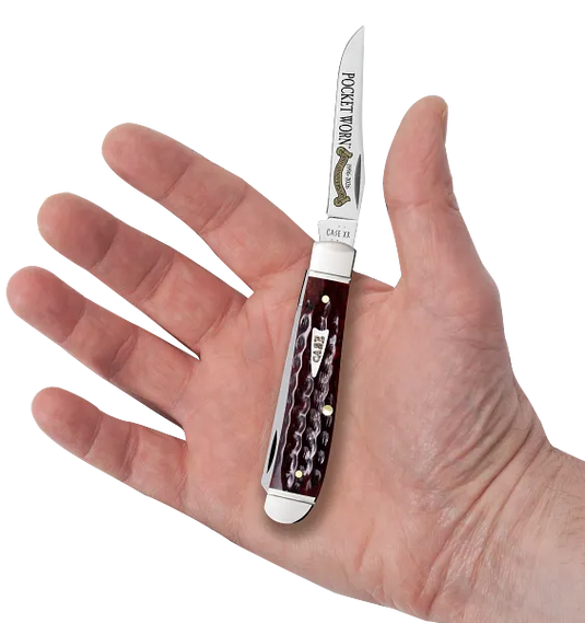 Case Pocket Worn® Corn Cob Jig Mahogany Bone Mini Trapper, Fluted (55231)