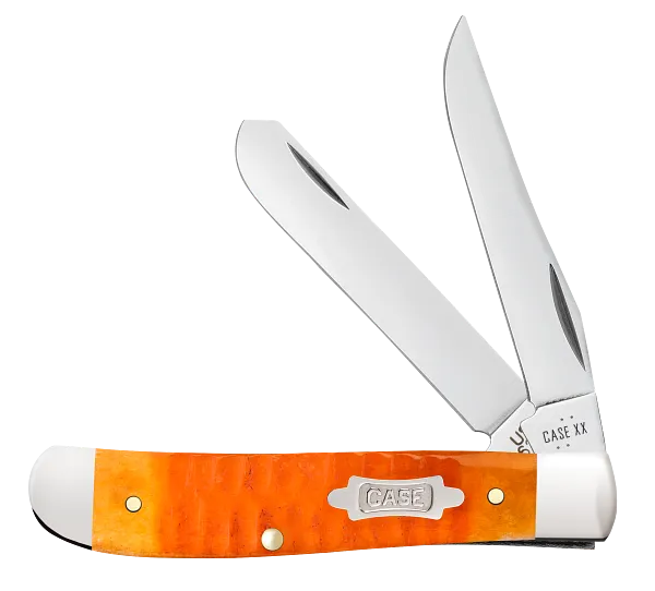 Cargue la imagen en el visor de la galería, Case Gator Jig Persimmon Orange Bone Mini Trapper, Carbon Steel (38071)
