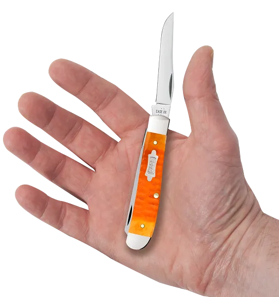 Cargue la imagen en el visor de la galería, Case Gator Jig Persimmon Orange Bone Mini Trapper, Carbon Steel (38071)
