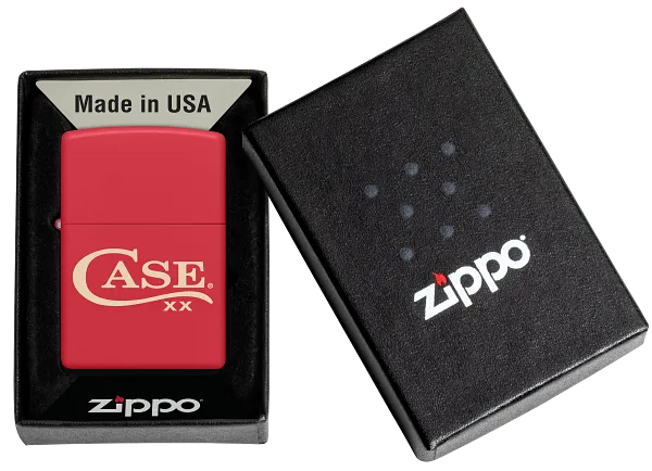 Cargue la imagen en el visor de la galería, Zippo® Case Long Tail C Logo Lighter, Red Matte (50266)
