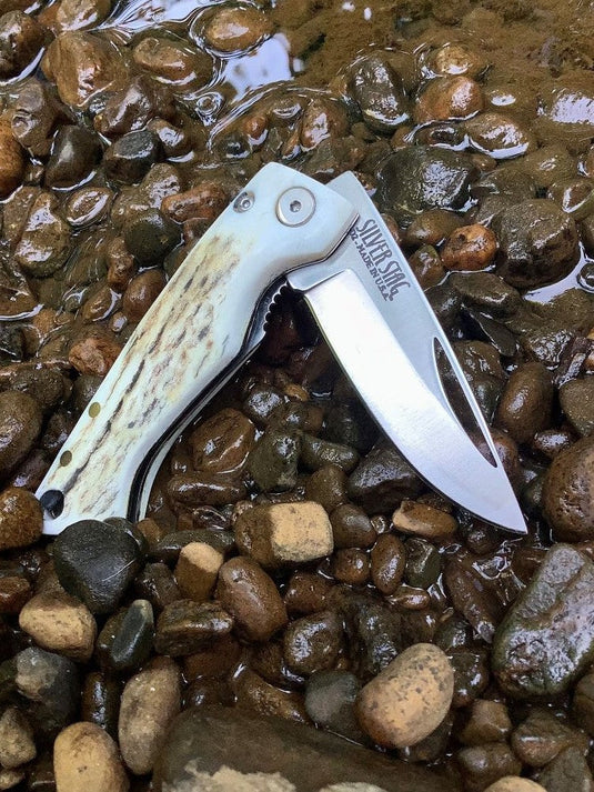 Silver Stag Liner Lock Cub with Leather Sheath (FLLC2.5)