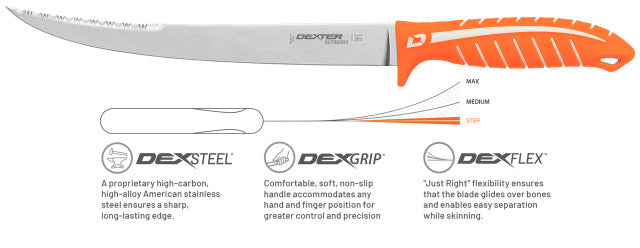 Cargue la imagen en el visor de la galería, Dexter Dextreme™ Dual Edge 10&quot; Stiff Fillet Knife with Sheath (24914)
