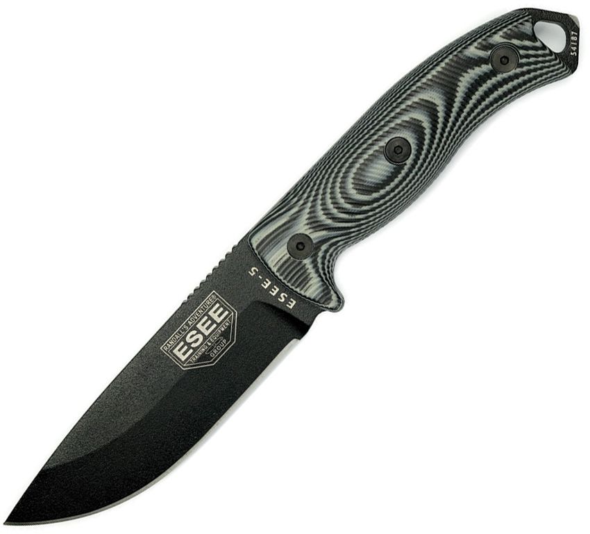 ESEE-5, Black Blade, Gray/Black 3D G10 (5PB-002) – Willey Knives