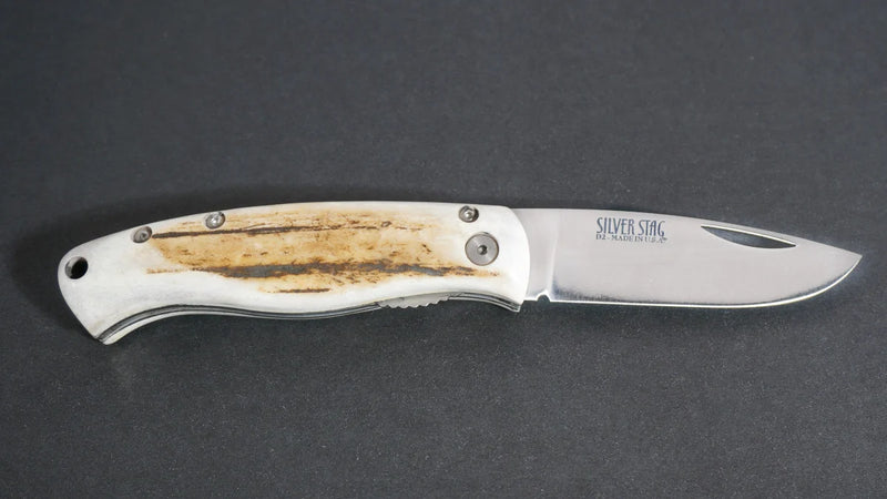 Cargue la imagen en el visor de la galería, Silver Stag Liner Lock LIon with Leather Sheath (FLLL3.0)
