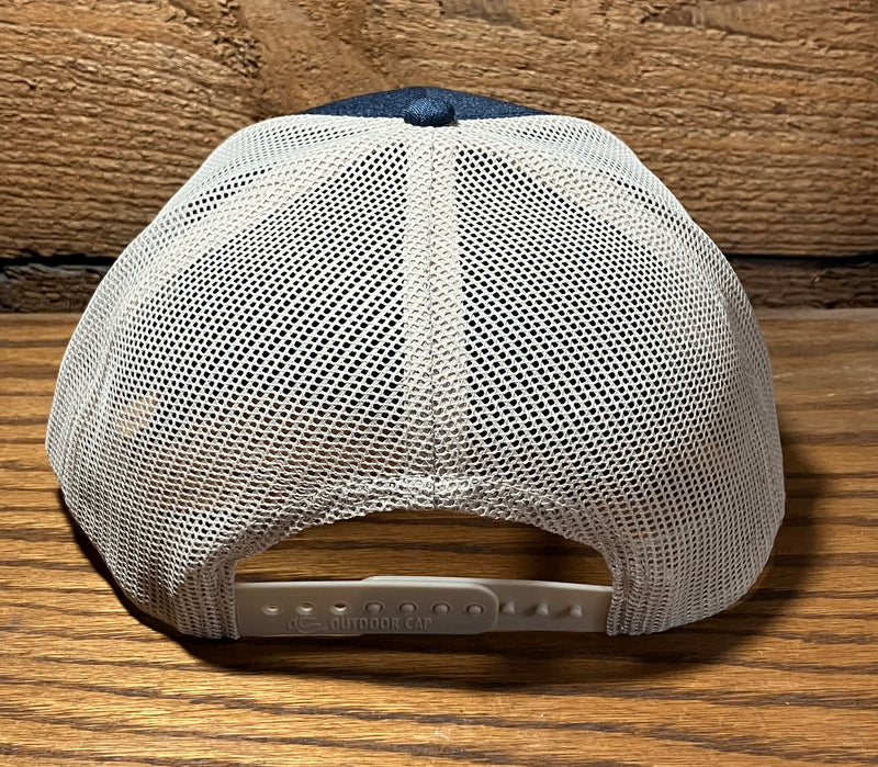Cargue la imagen en el visor de la galería, Willey Knives Low Profile Trucker Cap, Heathered Navy with Khaki Mesh (HAT10)
