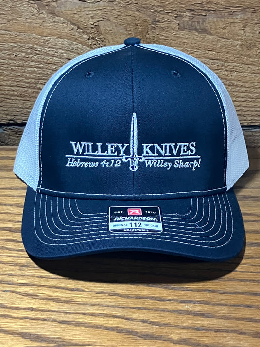 Willey Knives Trucker Cap, Navy with White Mesh (HAT15)