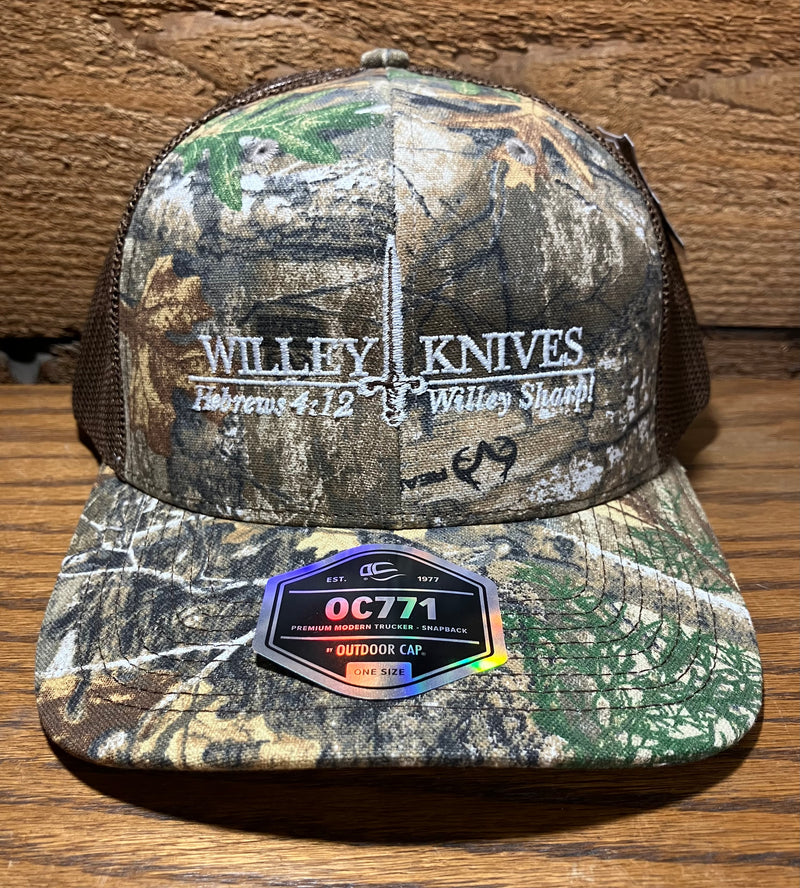 Load image into Gallery viewer, Willey Knives Ultimate Trucker Cap, RealTree Edge™ Camo with Brown Mesh (WKHAT17)
