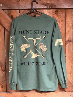 Willey Knives Hunt Sharp Long Sleeve T-Shirt, OD Green