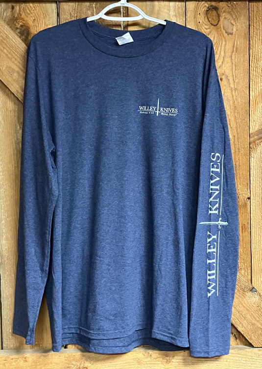 Willey Knives Eagle Logo Long Sleeve T-Shirt, Heather Navy