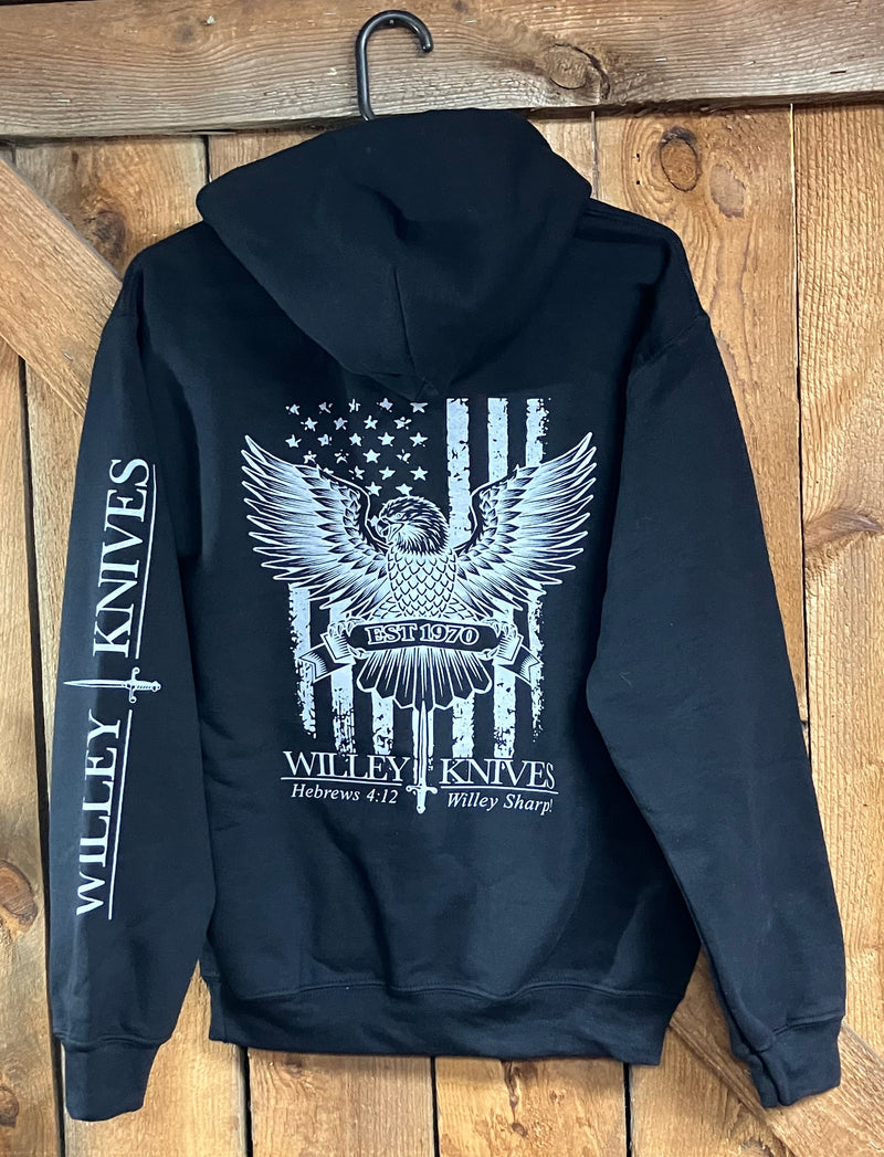 Cargue la imagen en el visor de la galería, Willey Knives Eagle Logo Hoodie Sweatshirt, Black
