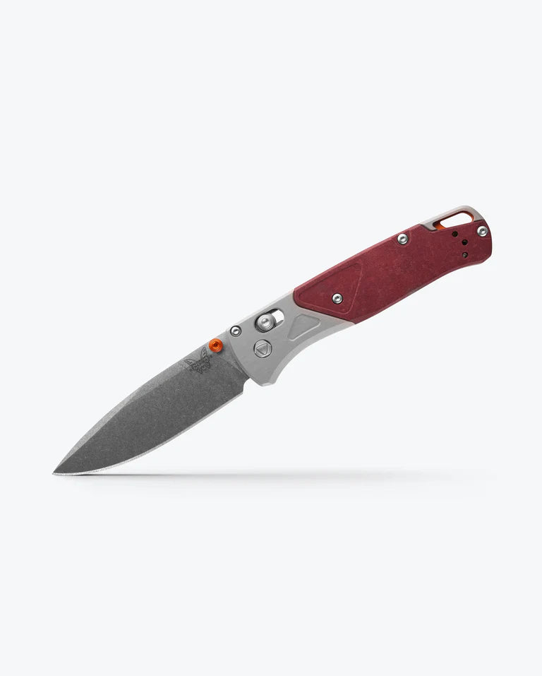 Load image into Gallery viewer, Benchmade Bugout® AXIS® Lock Ash Gray Aluminum w/ Redstone Richlite Onlay (535-09) - COMING IN MARCH!!
