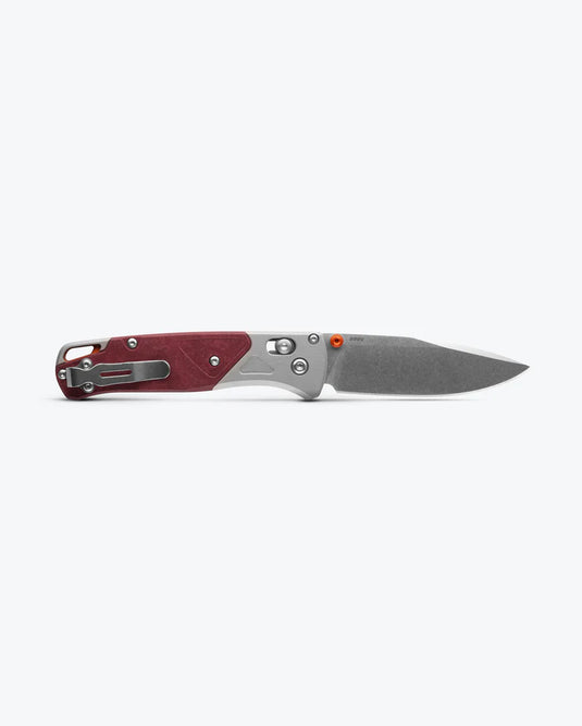 Benchmade Bugout® AXIS® Lock Ash Gray Aluminum w/ Redstone Richlite Onlay (535-09) - COMING IN MARCH!!