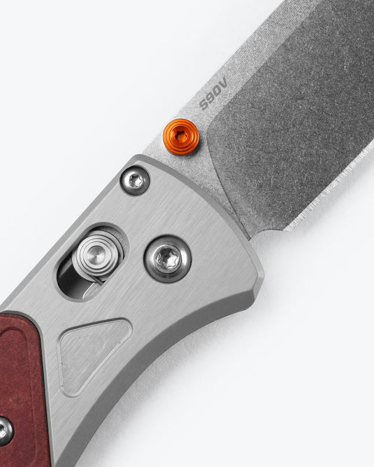 Benchmade Bugout® AXIS® Lock Ash Gray Aluminum w/ Redstone Richlite Onlay (535-09) - COMING IN MARCH!!