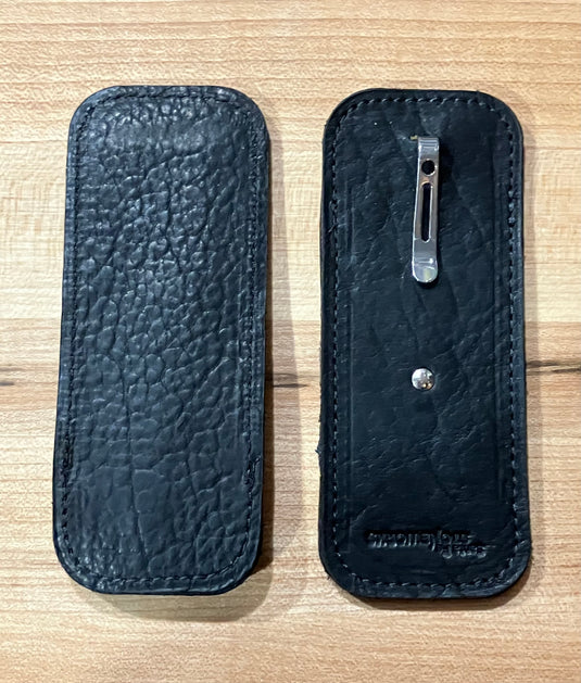 Santa Fe Stoneworks Buffalo Hide Large Knife Pouch with Pocket Clip, Black