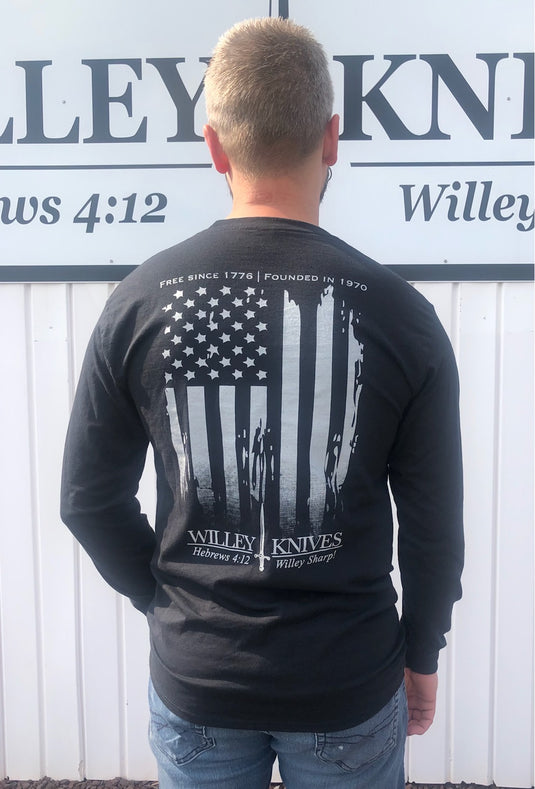 Willey Knives Flag Logo Long Sleeve T-Shirt,  Black