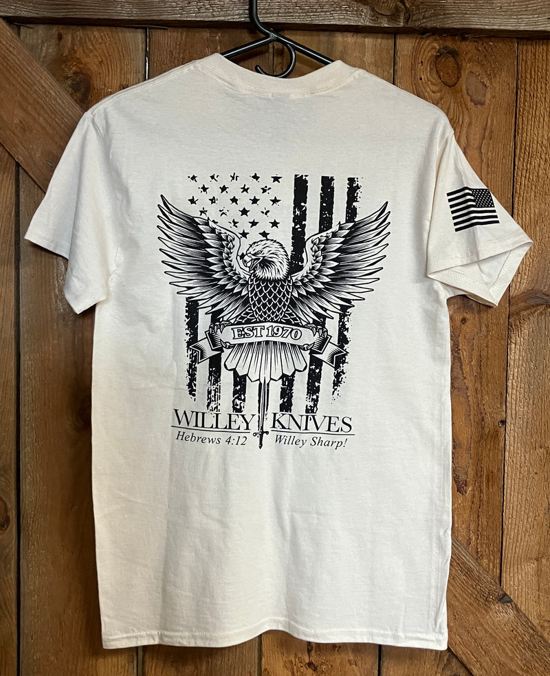 Cargue la imagen en el visor de la galería, Willey Knives Eagle Logo Short Sleeve T-Shirt, Natural
