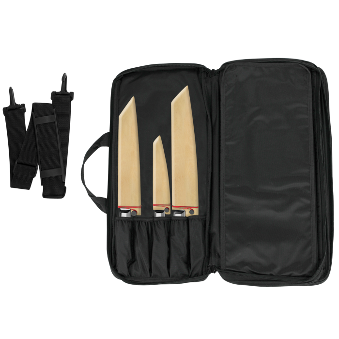 Cargue la imagen en el visor de la galería, Shun Chef&#39;s 20-Slot Knife Case, Black with Shoulder Strap (DM0882)
