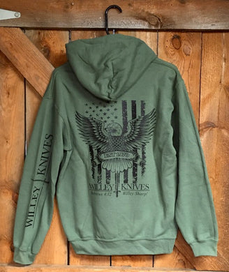 Willey Knives Eagle Logo Hoodie Sweatshirt, Military Green