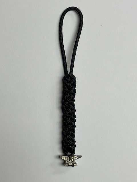 Cargue la imagen en el visor de la galería, Anchor&#39;s Knot 275 Paracord Spiral Knot Lanyard, Black w/ Buck Anvil Bead
