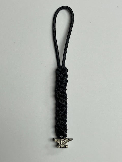 Anchor's Knot 275 Paracord Spiral Knot Lanyard, Black w/ Buck Anvil Bead