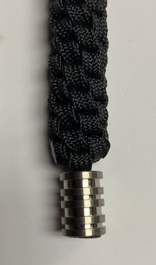 Anchor's Knot Black 550 Paracord Spiral Knot Lanyard with Titanium Bead