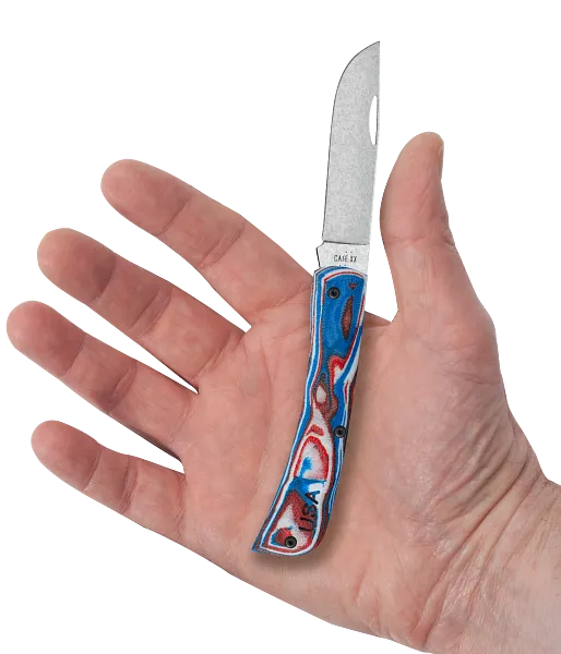 Cargue la imagen en el visor de la galería, Case Crossroads™ Red/White/Blue Burl G10 Smooth XR Sod Buster Jr.® w/ Pocket Clip, S35VN (66386)
