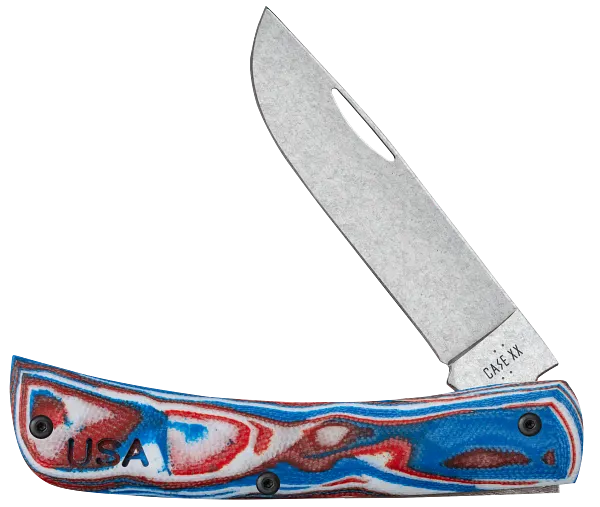 Cargue la imagen en el visor de la galería, Case Crossroads™ Red/White/Blue Burl G10 Smooth XR Sod Buster Jr.® w/ Pocket Clip, S35VN (66386)
