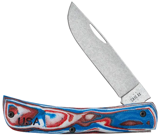 Case Crossroads™ Red/White/Blue Burl G10 Smooth XR Sod Buster Jr.® w/ Pocket Clip, S35VN (66386)