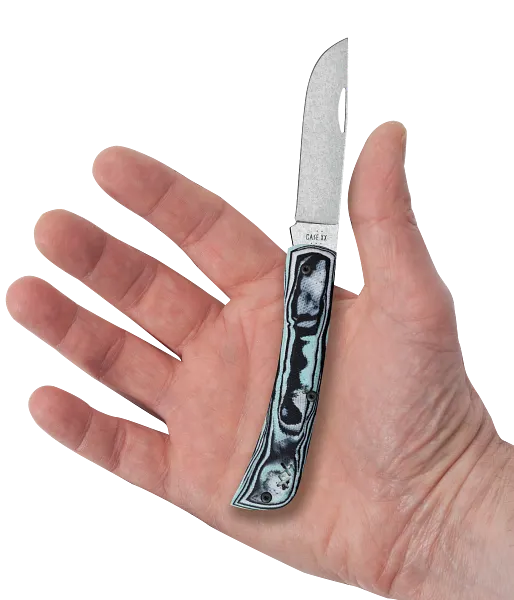 Case Crossroads Seafoam Green Burl G10 Sod Buster® Jr XR with Pocket Clip, S35VN (66384)