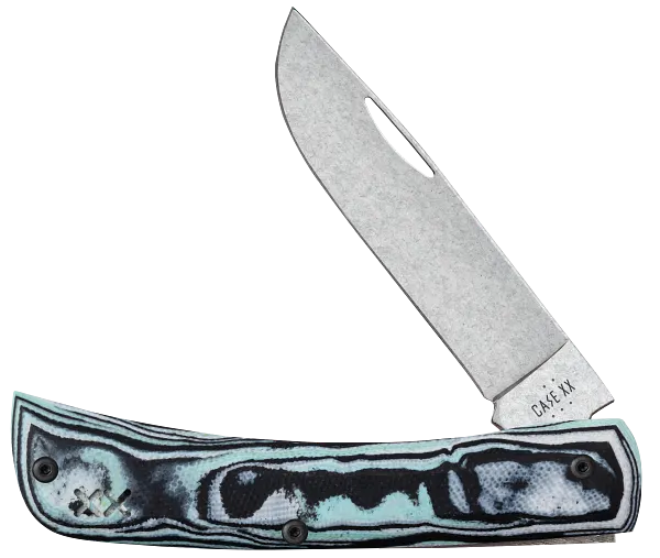 Load image into Gallery viewer, Case Crossroads Seafoam Green Burl G10 Sod Buster® Jr XR with Pocket Clip, S35VN (66384)
