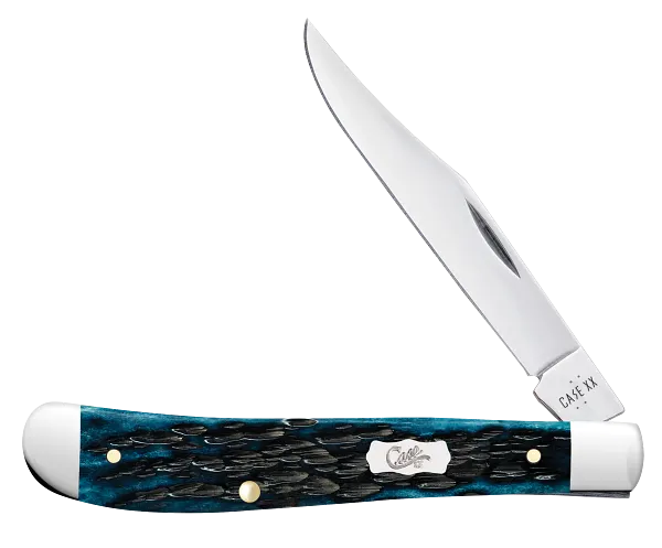 Cargue la imagen en el visor de la galería, Case Pocket Worn® Peach Seed Jig Mediterranean Blue Bone Slimline Trapper (51865)
