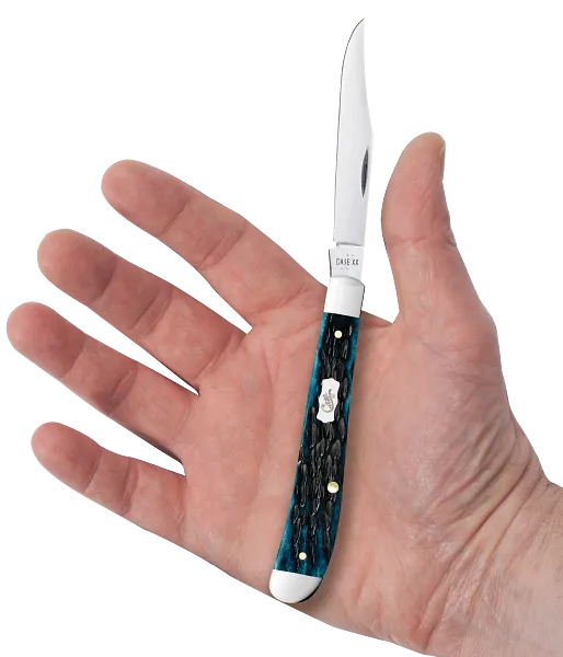 Cargue la imagen en el visor de la galería, Case Pocket Worn® Peach Seed Jig Mediterranean Blue Bone Slimline Trapper (51865)
