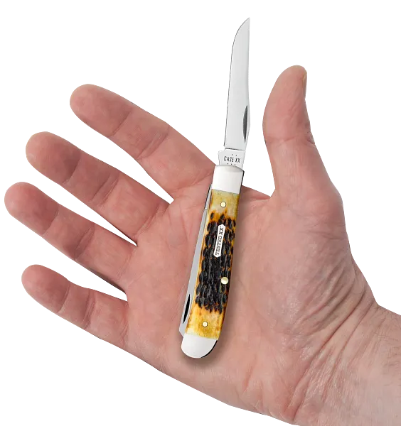 Load image into Gallery viewer, Case Burnt Amber Bone Rogers Jig Mini Trapper, Carbon Steel (51391)

