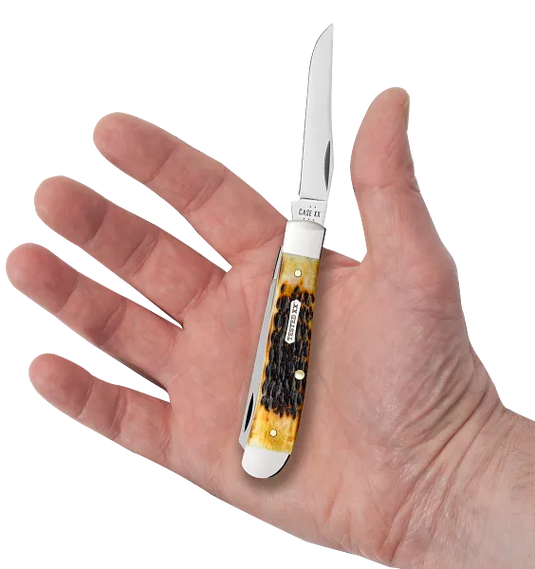 Case Burnt Amber Bone Rogers Jig Mini Trapper, Carbon Steel (51391)