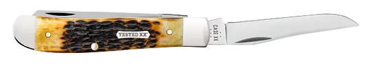Case Burnt Amber Bone Rogers Jig Mini Trapper, Carbon Steel (51391)