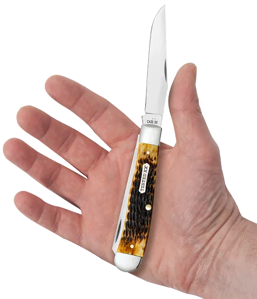Load image into Gallery viewer, Case Burnt Amber Bone Rogers Jig Trapper, Carbon Steel (51390)
