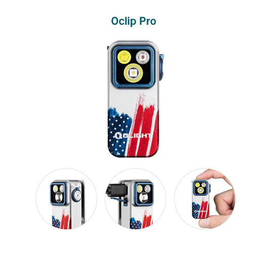Olight Oclip Pro Clip-On Flashlight, Stars & Stripes Edition