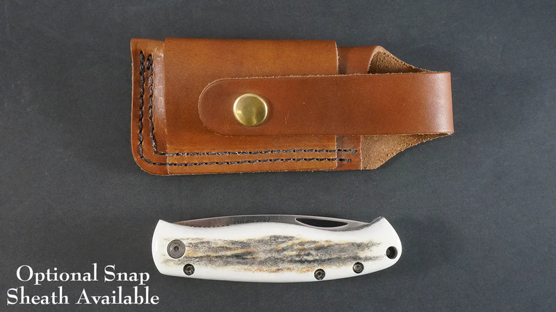 Cargue la imagen en el visor de la galería, Silver Stag Liner Lock LIon with Leather Sheath (FLLL3.0)

