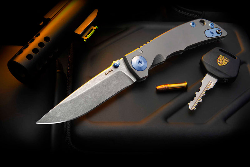 Cargue la imagen en el visor de la galería, Spartan Blades Elite Harsey Folder 3.25, S45VN, Blue Ano Hardware (SF10SWBL)
