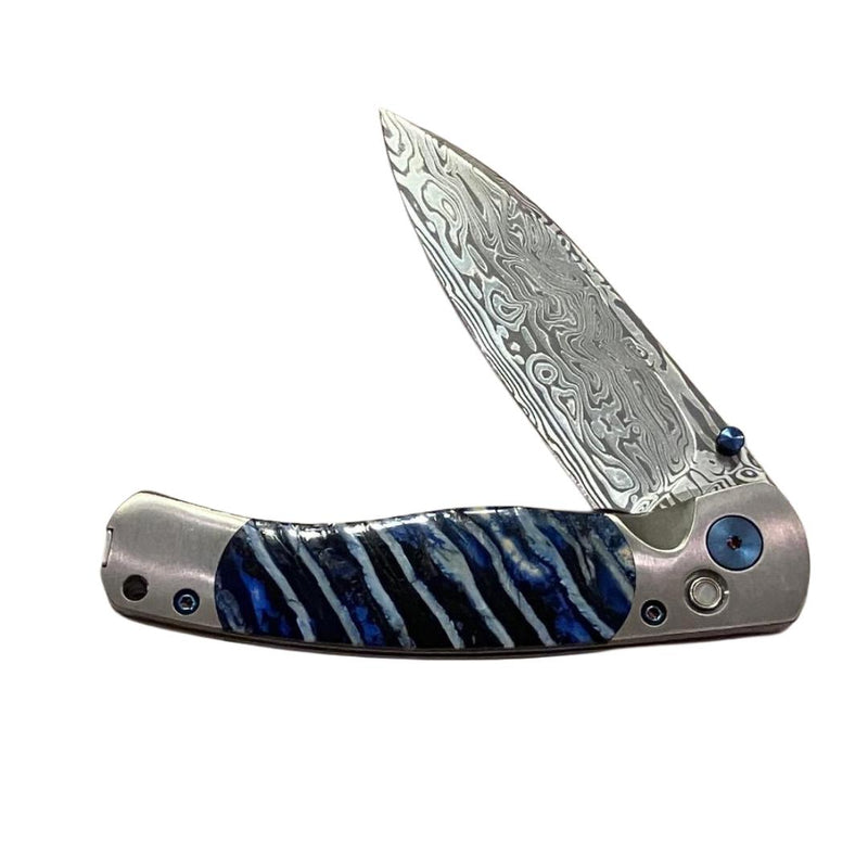 Cargue la imagen en el visor de la galería, Santa Fe Stoneworks El Rey Damasteel Button Lock, Mammoth Tooth (DMAM02)
