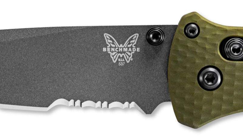 Cargue la imagen en el visor de la galería, Benchmade Bailout® AXIS Lock Green Anodized Aluminum Serrated Tanto (537SGY-1)
