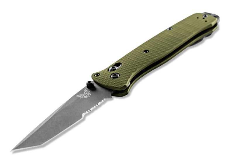 Load image into Gallery viewer, Benchmade Bailout® AXIS Lock Green Anodized Aluminum Serrated Tanto (537SGY-1)
