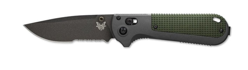 Load image into Gallery viewer, Benchmade Redoubt™ AXIS Lock Serrated Gray Grivory w/ Forrest Green Grip (430SBK)
