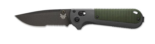 Benchmade Redoubt™ AXIS Lock Serrated Gray Grivory w/ Forrest Green Grip (430SBK)