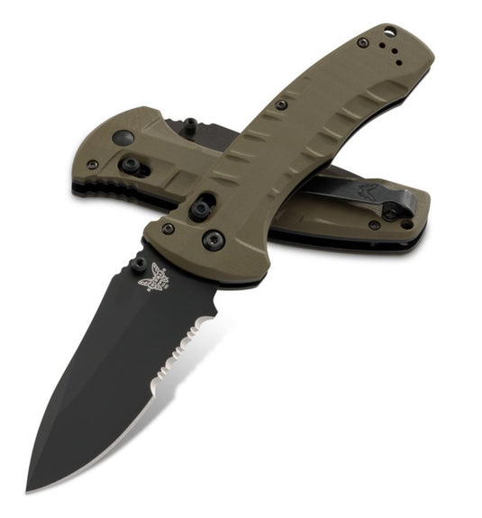 Benchmade Turret® AXIS Lock OD Green G10 Serrated (980SBK) - DISCONTINUED